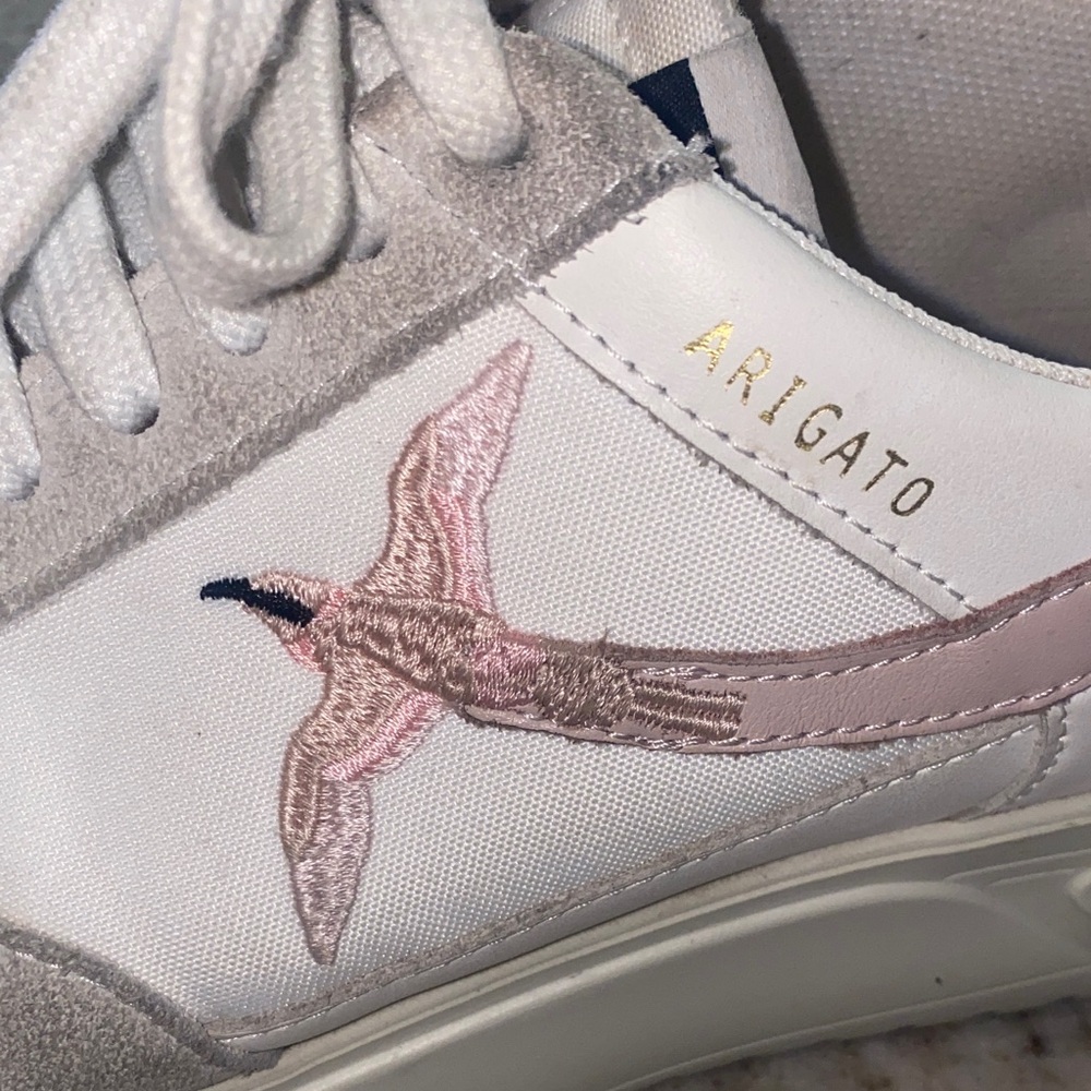 Axel Arigato White Pink Embroidered Bird Sneakers